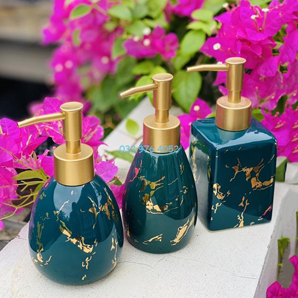 Bình đựng sữa tắm vân đá xanh cổ vịt