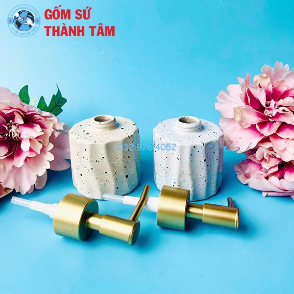 Bình đựng xà phòng gốm sứ họa tiết xà cừ