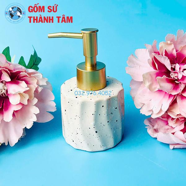 Bình đựng xà phòng gốm sứ họa tiết xà cừ