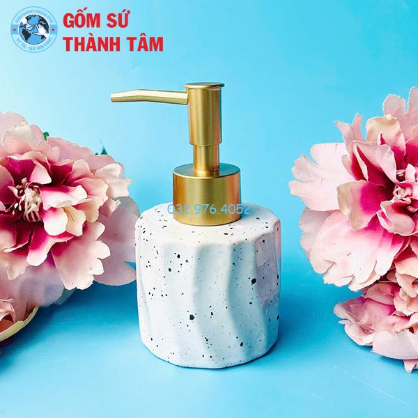 Bình đựng xà phòng gốm sứ họa tiết xà cừ
