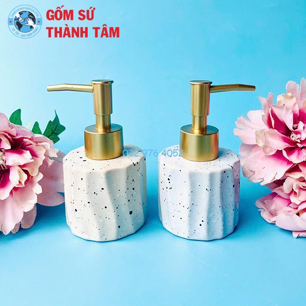 Bình đựng xà phòng gốm sứ họa tiết xà cừ