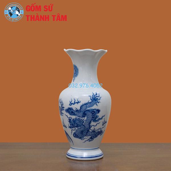 Bình Hoa Bàn Thờ Men Trắng Rồng