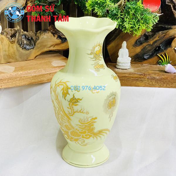 Bình Hoa Bàn Thờ Men Vàng Rồng