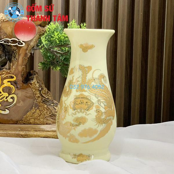 Bình Hoa Bàn Thờ Men Vàng Rồng
