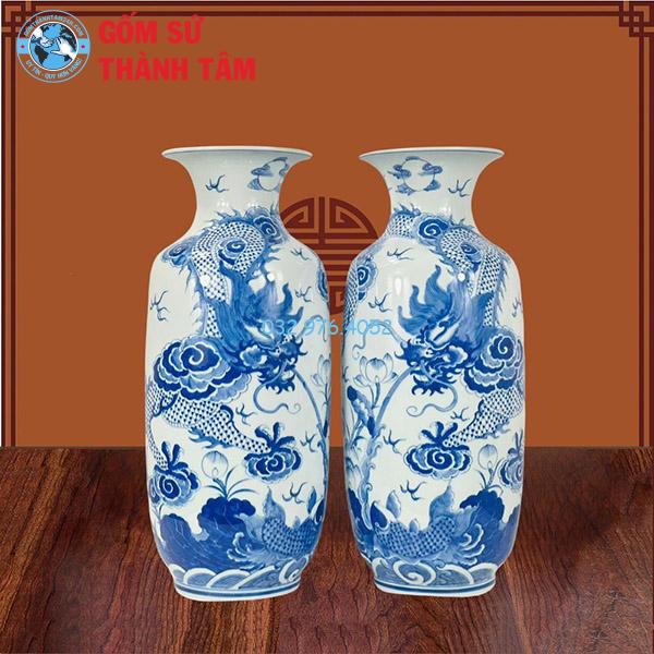 Bình Hoa Bàn Thờ Men Xanh Ngọc Rồng