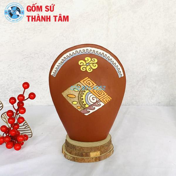 Bình hoa men gốm nâu tròn to