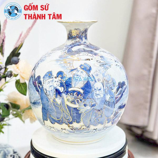 Bình hút lộc mệnh thổ thuận buồm xuôi gió đắp nổi vẽ vàng