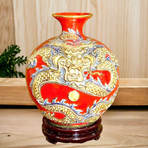 Bình hút lộc đắp nổi long vương