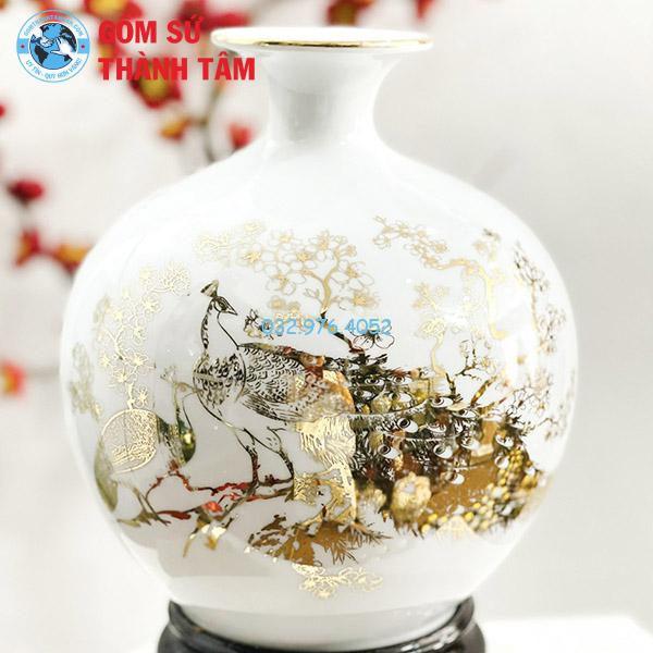 Bình hút lộc mệnh kim công đào trơn 24k