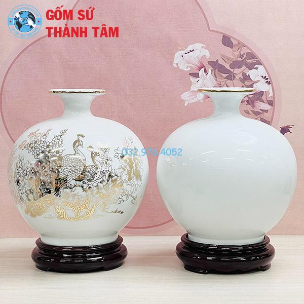 Bình hút lộc mệnh kim công đào trơn 24k