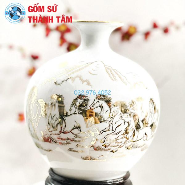 Bình hút lộc mệnh kim mã đáo thành công trơn 24k