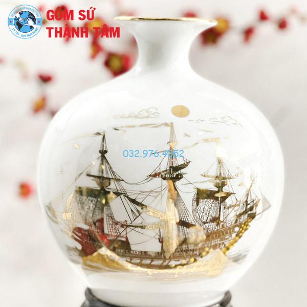 Bình hút lộc mệnh kim thuận buồm xuôi gió trơn 24k
