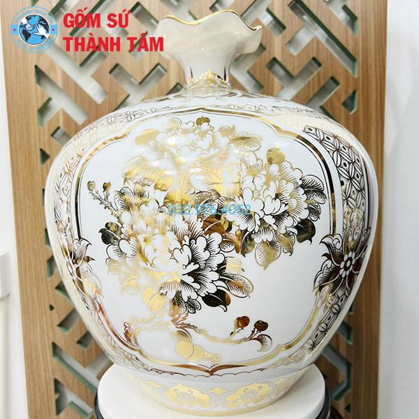 Bình hút lộc mệnh kim tứ quý bình miệng loe vẽ kỹ