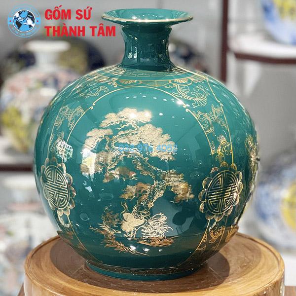 Bình hút lộc mệnh mộc tứ quý trơn 24k