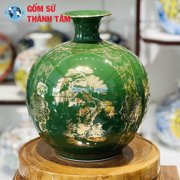 Bình hút lộc mệnh mộc tứ quý trơn 24k