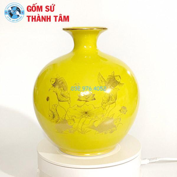 Bình hút lộc mệnh kim thuận buồm xuôi gió đắp nổi dát vàng