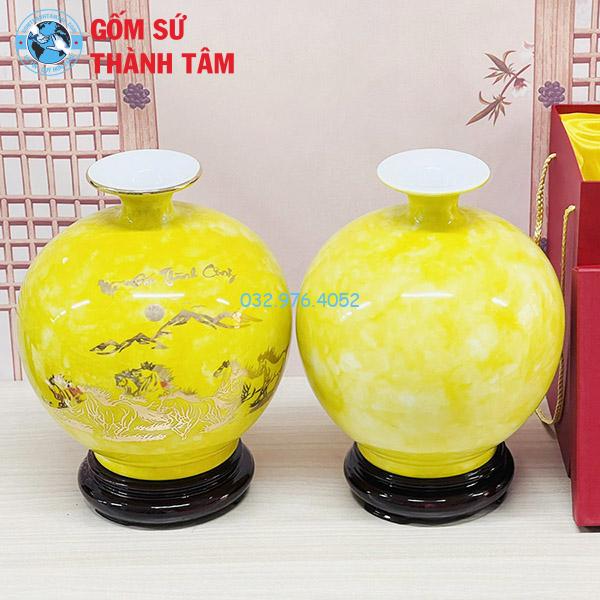 Bình hút lộc mệnh kim thuận buồm xuôi gió đắp nổi dát vàng