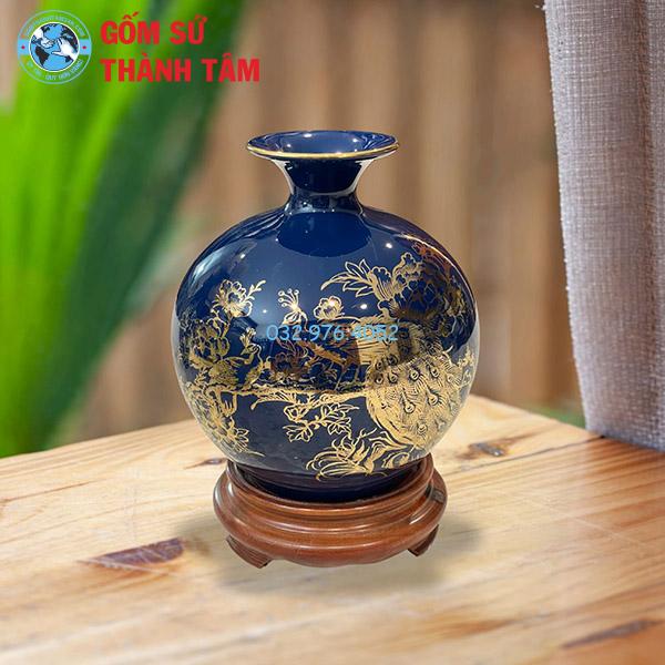 Bình hút lộc mệnh Thuỷ công đào trơn 24k