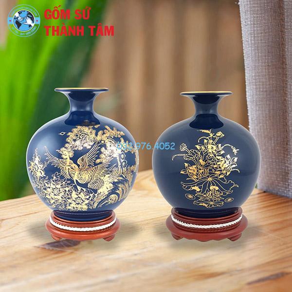 Bình hút lộc mệnh Thuỷ công đào trơn 24k