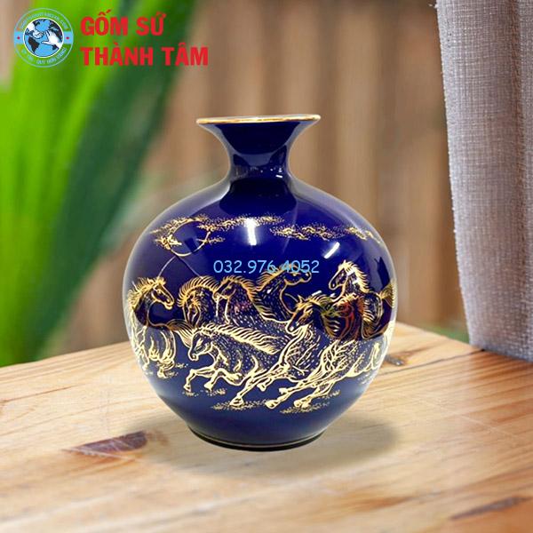 Bình hút lộc mệnh Thuỷ mã đáo thành công trơn 24k