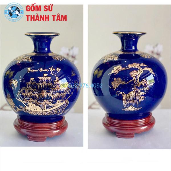 Bình hút lộc mệnh Thuỷ thuận buồm xuôi gió trơn 24k