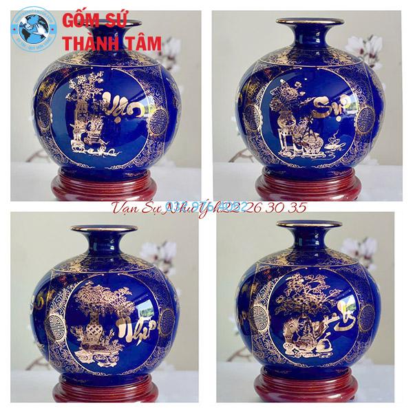 Bình hút lộc mệnh Thuỷ tứ quý trơn 24k