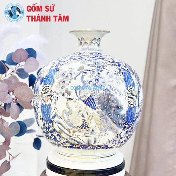 Bình hút lộc mệnh thổ thuận buồm xuôi gió đắp nổi vẽ vàng