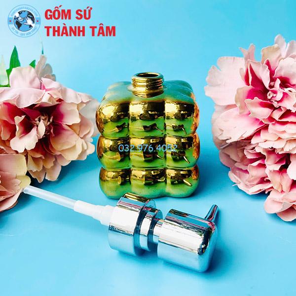Bình sứ đựng sữa tắm dầu gội dáng vuông