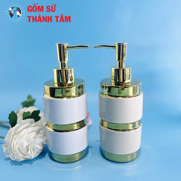 Bình xịt phòng tắm men dáng trụ vân vàng
