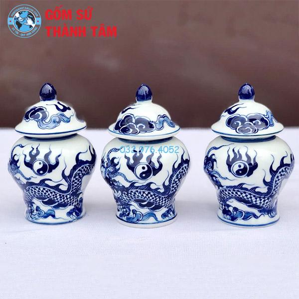 Bộ Chóe Bát Tràng Men Trắng Rồng