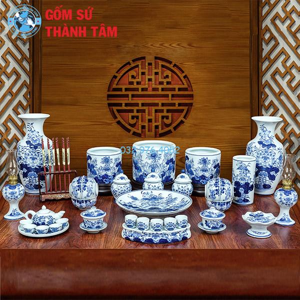 Bộ Đồ Thờ Lộc Phát Men Xanh Ngọc Sen