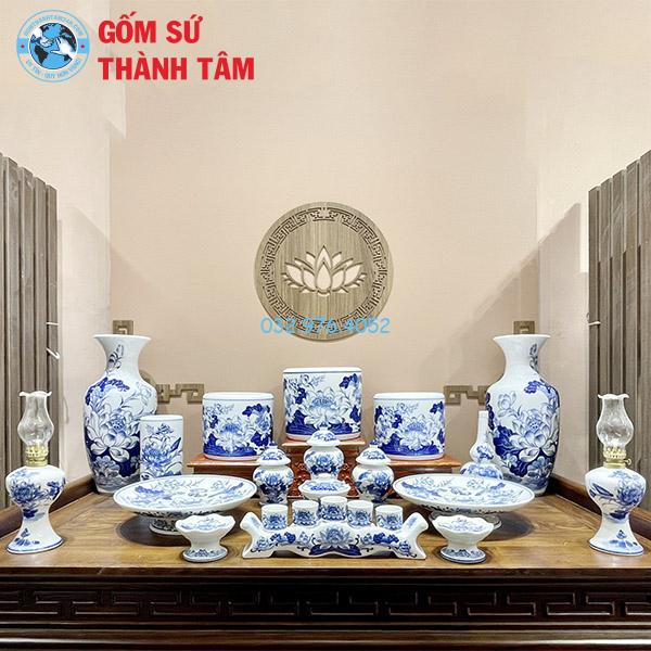 Bộ Đồ Thờ Lộc Phát Men Xanh Ngọc Sen