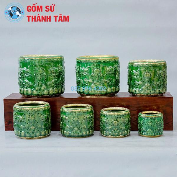 Bộ đồ thờ men ngọc lục bảo rời rồng bát hương