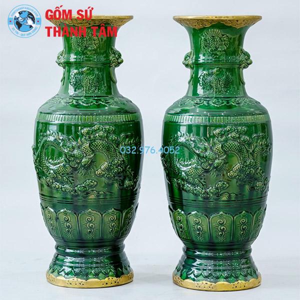Bộ đồ thờ men ngọc lục bảo rời rồng bình hoa
