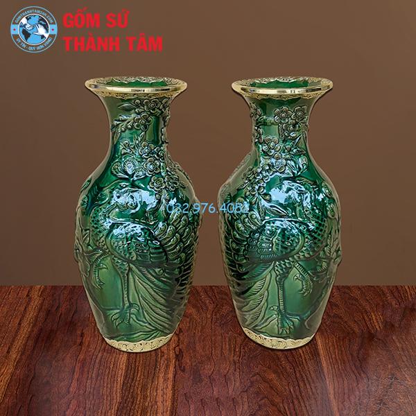 Bộ đồ thờ men ngọc lục bảo rời rồng bình hoa