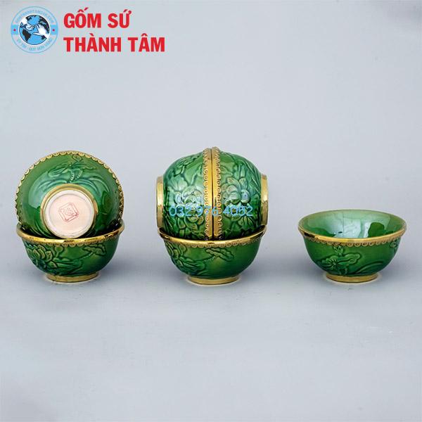 Bộ đồ thờ men ngọc lục bảo rời sen bát đĩa