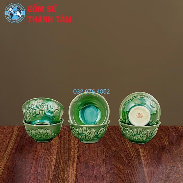 Bộ đồ thờ men ngọc lục bảo rời sen bát đĩa
