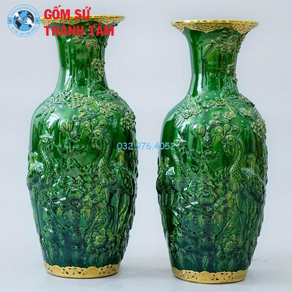 Bộ đồ thờ men ngọc lục bảo rời sen bình hoa