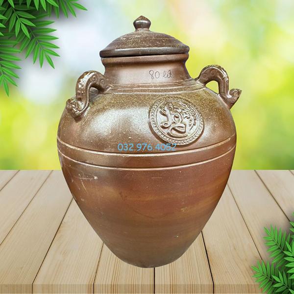 Chum Sành Cổ Đắp Nổi Chữ Lộc