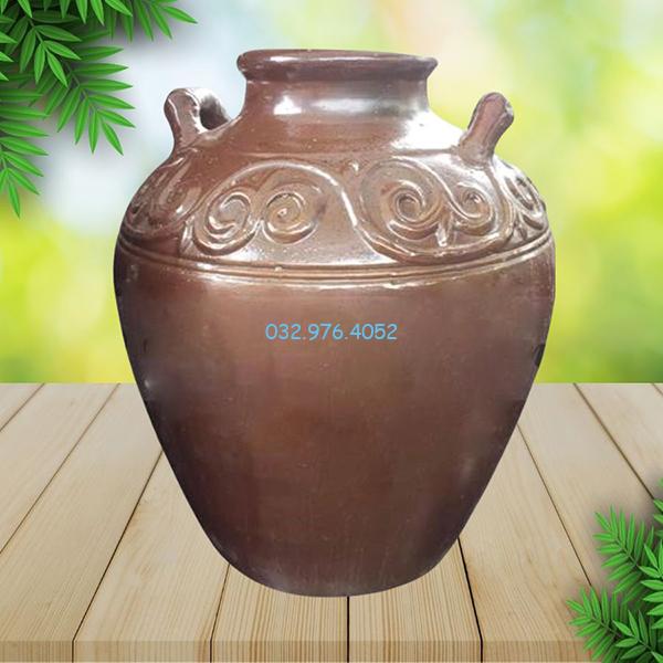 Chum Sành Cổ Hoa Văn Đắp Nổi