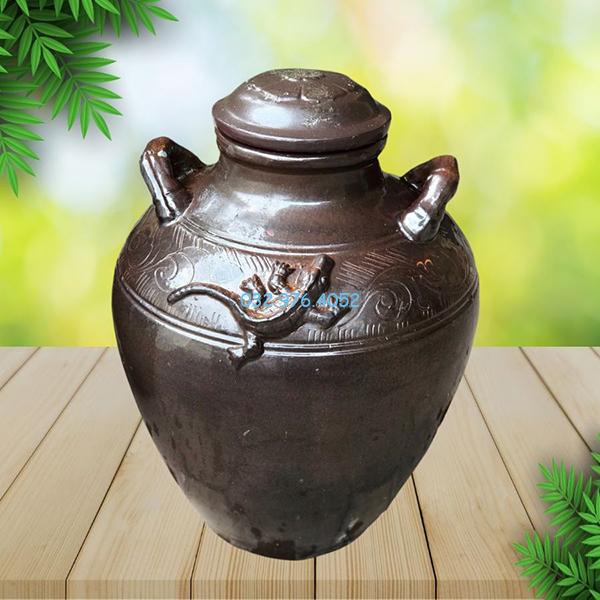 Chum Sành Cổ Hoa Văn Đắp Nổi