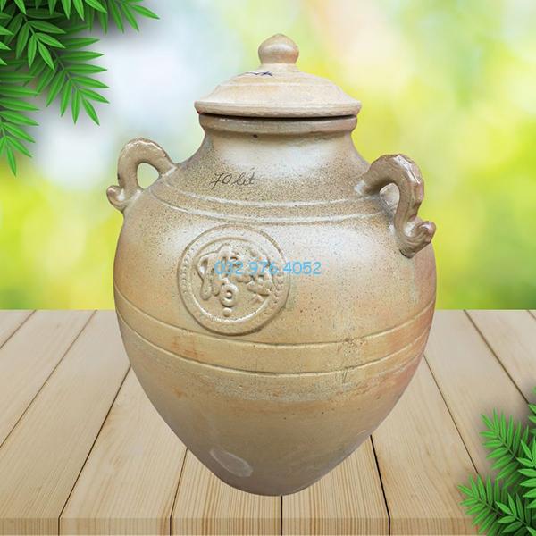 Chum Sành Cổ Đắp Nổi Chữ Thọ