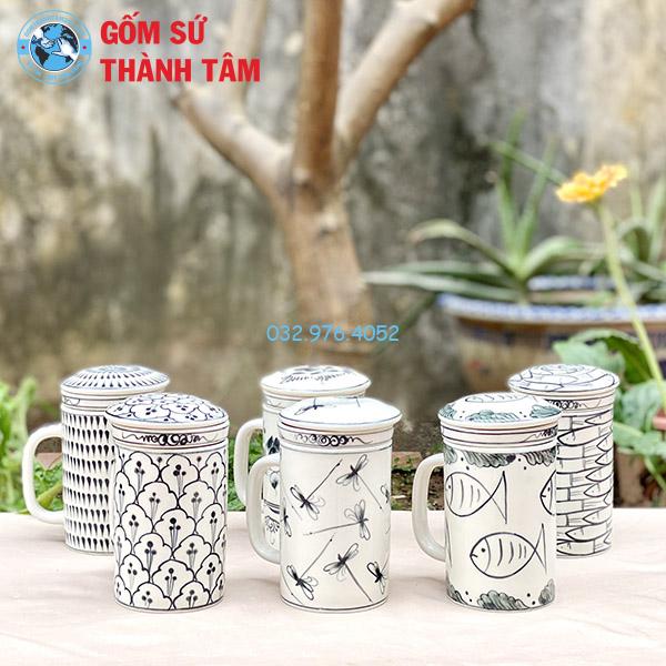 Cốc Lọc Trà Xanh Vẽ Hoa Văn