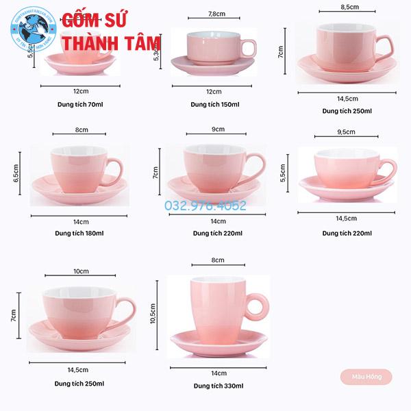 Cốc Ly Sứ Cafe Men Bóng Hồng