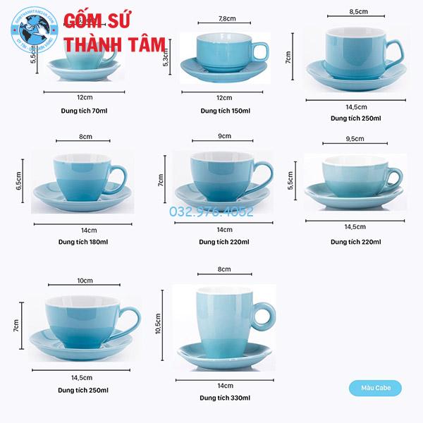 Cốc Ly Sứ Cafe Men Bóng Xanh Da Trời