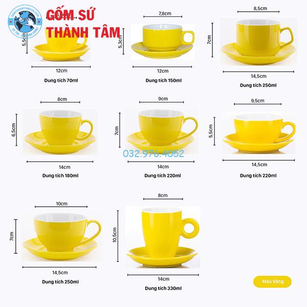 Cốc Sứ Cafe Men Bóng Vàng
