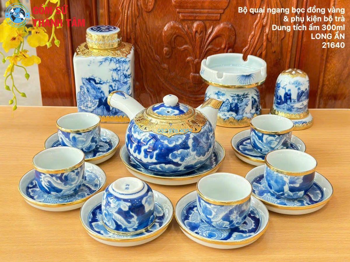 Combo Ấm Chén Men Xanh Bọc Đồng