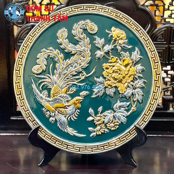 Đĩa sứ lưu niệm cao cấp phượng