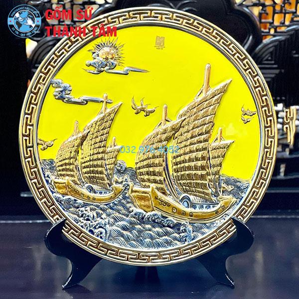 Đĩa sứ lưu niệm cao cấp thuận buồm xuôi gió