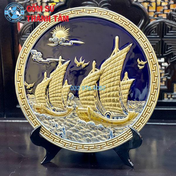 Đĩa sứ lưu niệm cao cấp thuận buồm xuôi gió